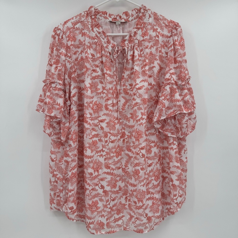 LOFT Coral Patterned Blouse